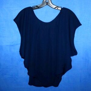 By & By Navy Blue Flowy Sheer Top M